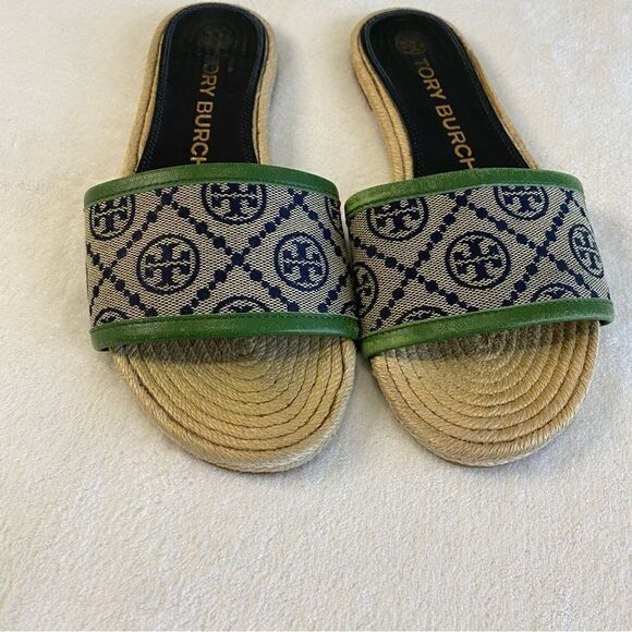 TORY BURCH  T MONOGRAM ESPADRILLE SLIDE SANDALS - Picture 2 of 5